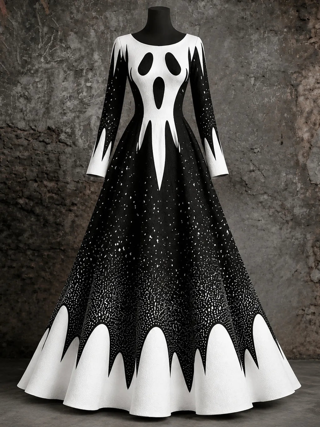 Women's Halloween Scary Face Print Maxi Dress