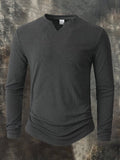 Men's Retro Ribbed-Knit Stretch V-Neck T-Shirt