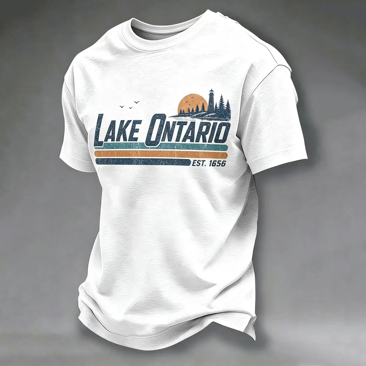 Men's Ontario Lake Printed Casual T-shirt