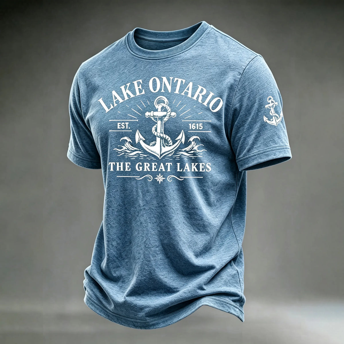 Retro Lake Ontario Est 1615 The Great Lakes Print Short-sleeve T-shirt