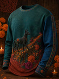 Men's Day Of The Dead Print Crew Neck Sweatshirt