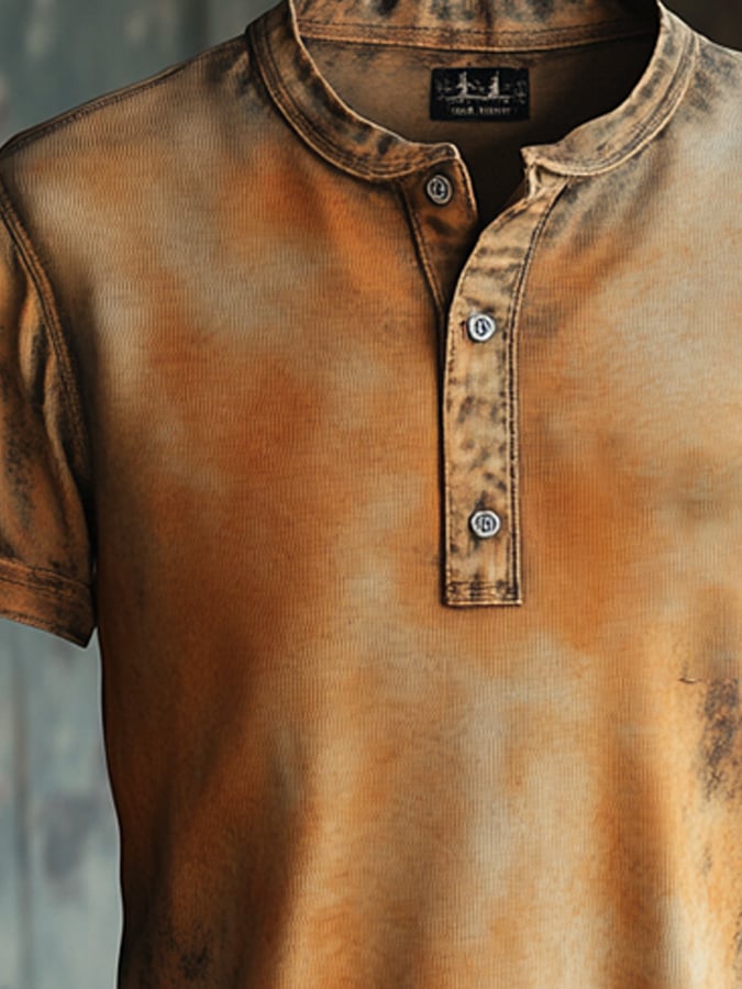 Men's Henry vintage waffle-knit short-sleeved T-shirt