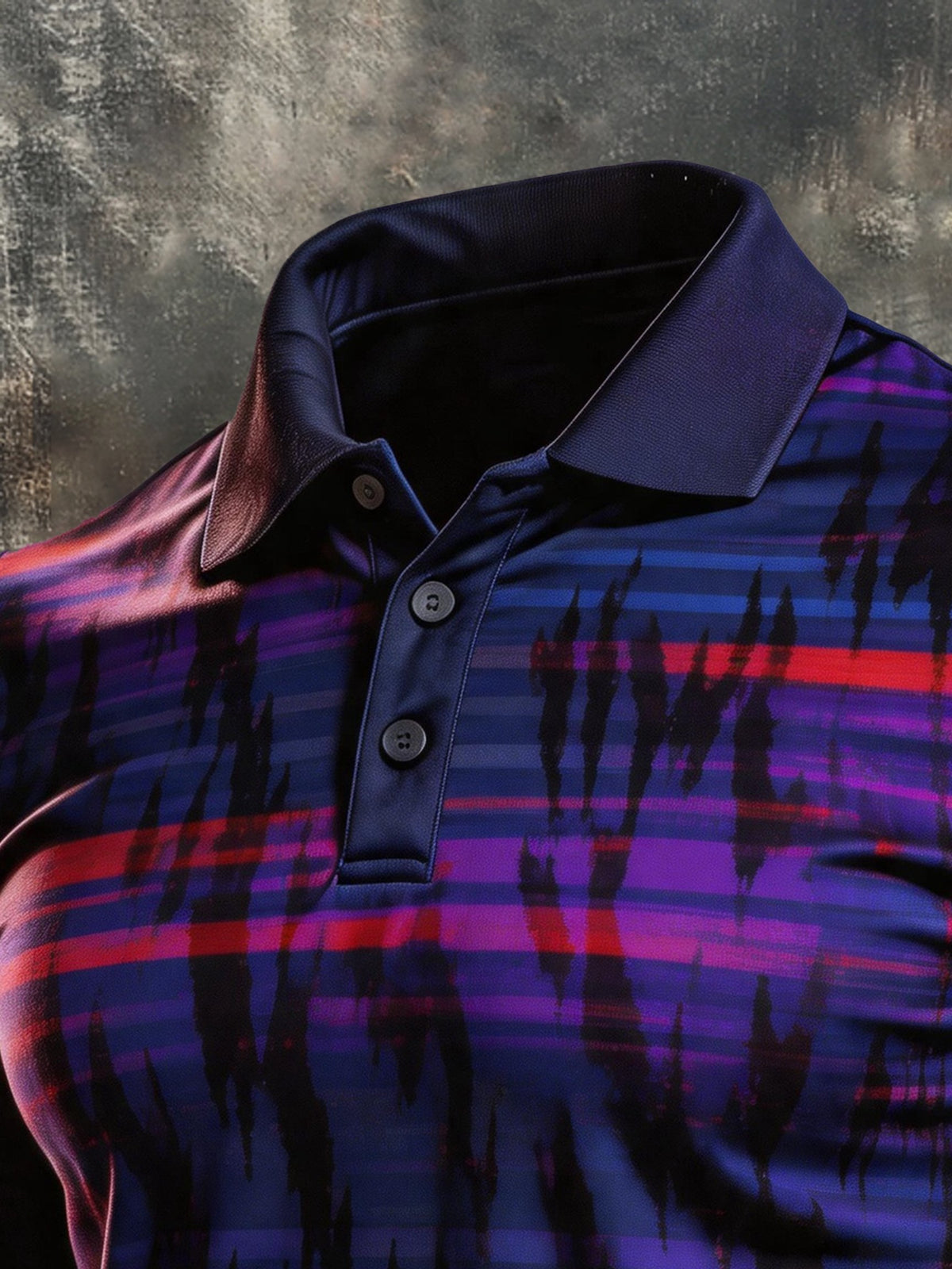 Men's Retro Color-Block Long-Sleeve Polo Shirt