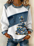 Women's Casual Retro Christmas Tree Sweatshirt