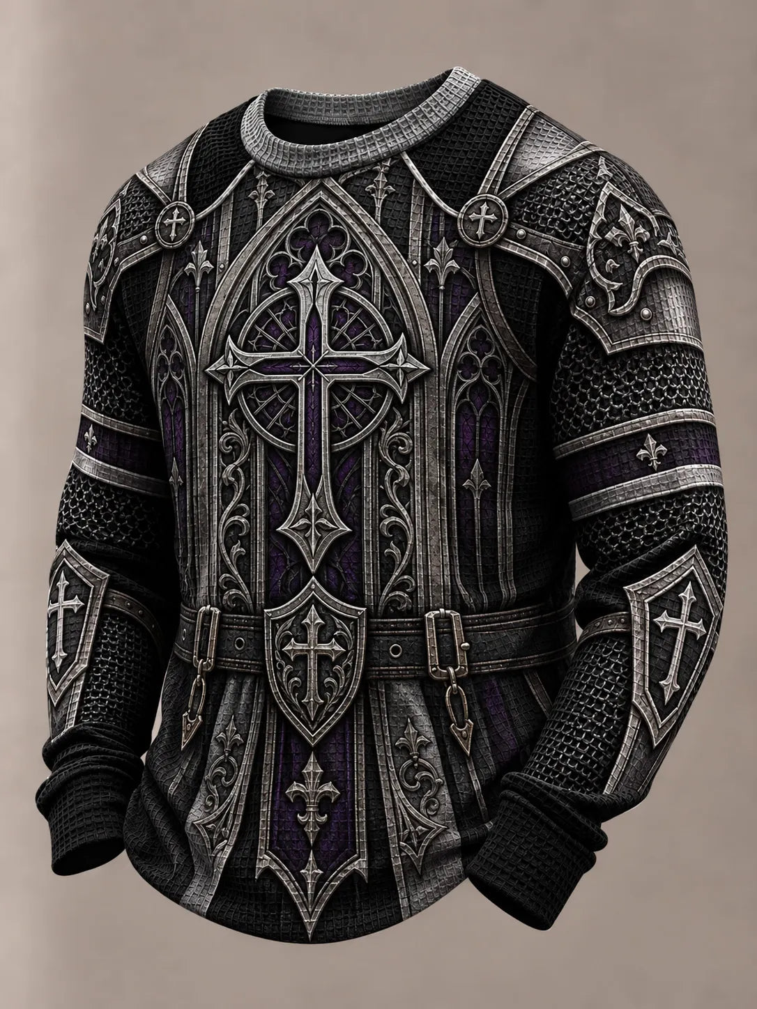 Men's Vintage "Faith Knight" Armor Graphic Casual Sweatshirt