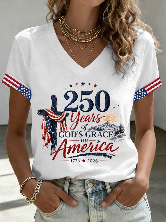 Women'S America Flag Print Casual T-Shirt