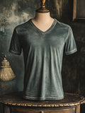 Men's vintage style V-neck short sleeve t-shirt