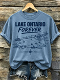 Women's Retro Lake Ontario Print T-shirt