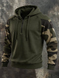 Men's Vintage Waffle-Knit Camo Half-Zip Hoodie