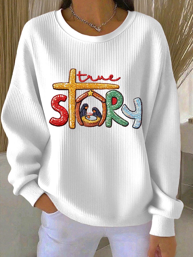 Women's Casual Print Long Sleeve Knit Top