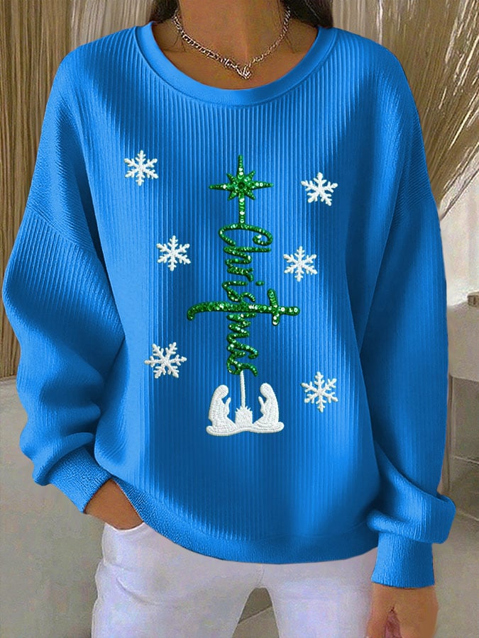 Women's Casual Print Long Sleeve Knit Top