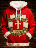 Men's Christmas Bible Faith Cross Print Hooded Sweatshirt