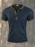 Men's Henry vintage waffle-knit short-sleeved T-shirt