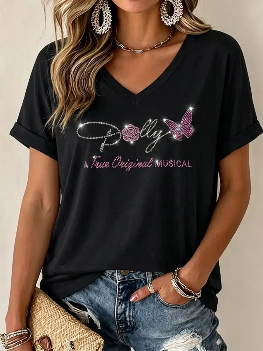 Women's Commemorative Print V-Neck T-Shirt