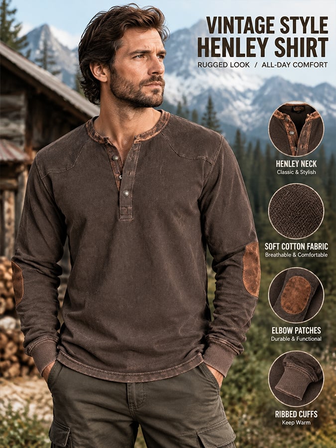 Men's Vintage Comfortable Henley T-Shirt