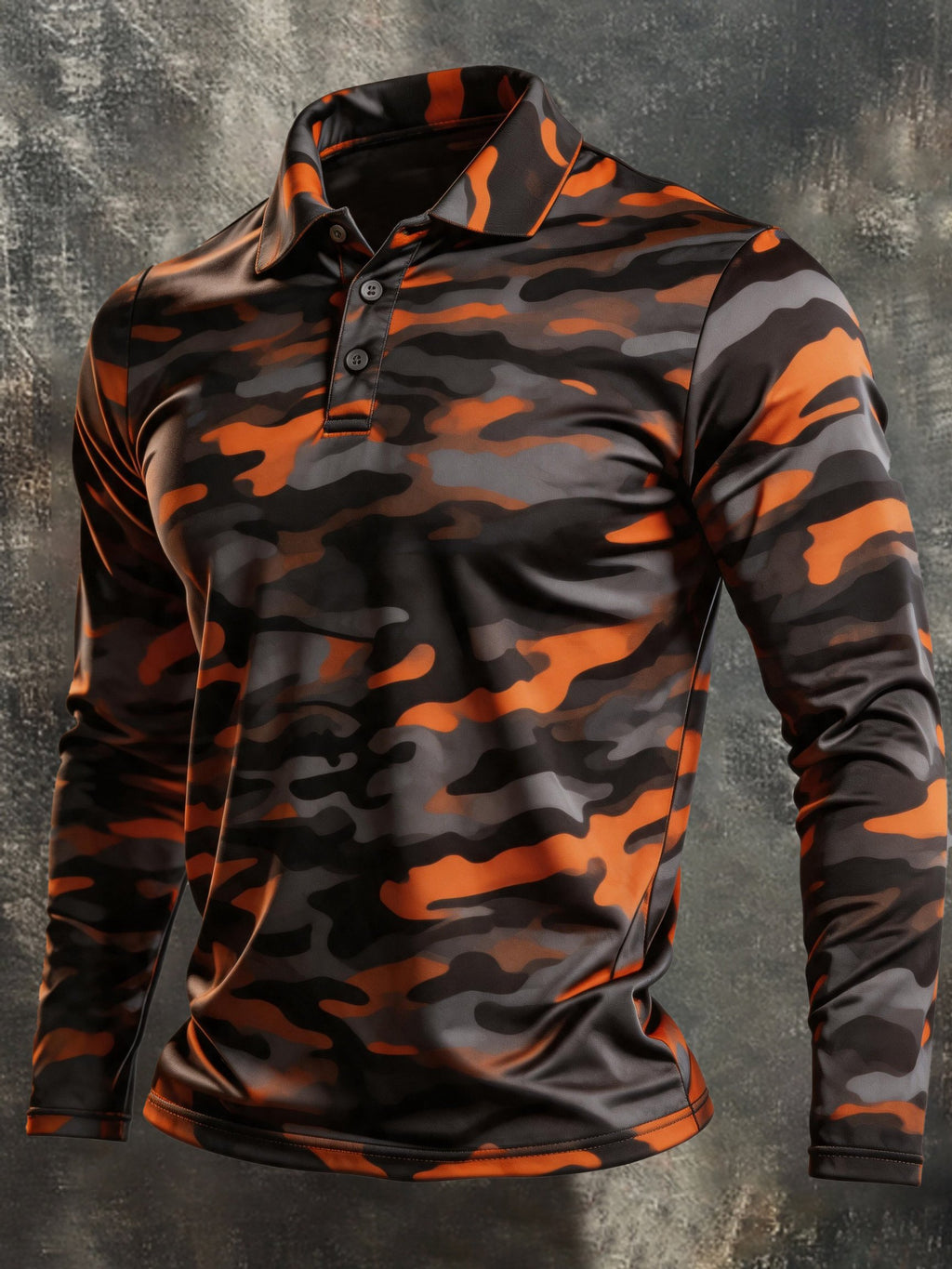 Men's Retro Color-Block Long-Sleeve Polo Shirt