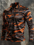 Men's Retro Color-Block Long-Sleeve Polo Shirt