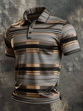 Men's Retro Color-Block Short-Sleeve Polo Shirt