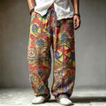 Men's Colorful Retro Peace Theme Print Pants