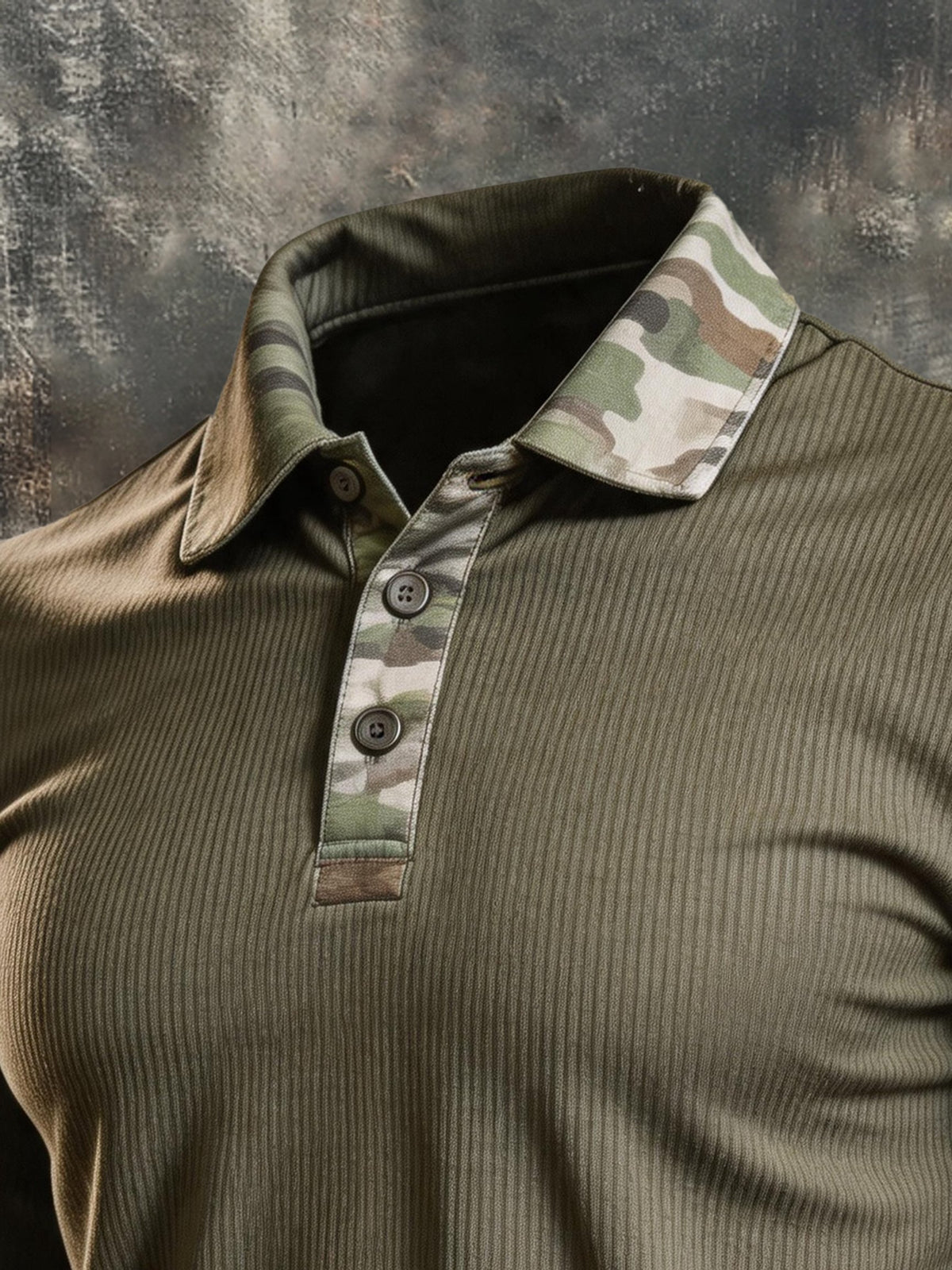 Men's Retro Color-Block Long-Sleeve Polo Shirt