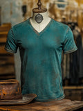 Men's vintage style V-neck short sleeve t-shirt