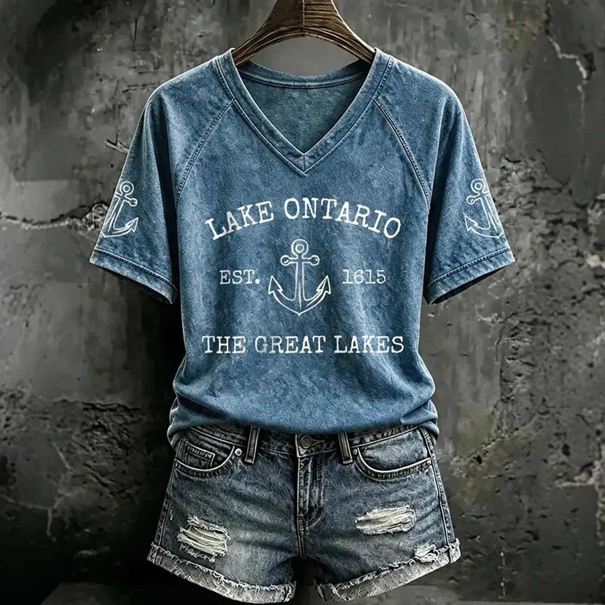 Women's 1615 Ontario Printed Casual Raglan Sleeve T-shirt