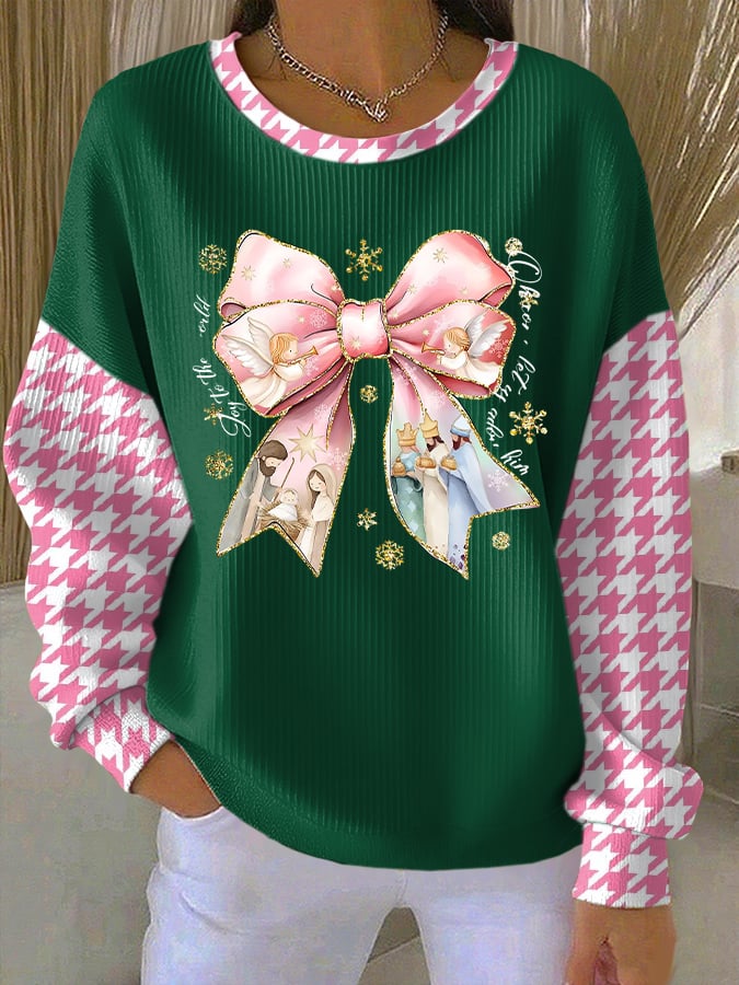 Women's Casual Print Long Sleeve Knit Top