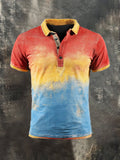 Fashionable, casual short-sleeved polo shirt with color gradient for men