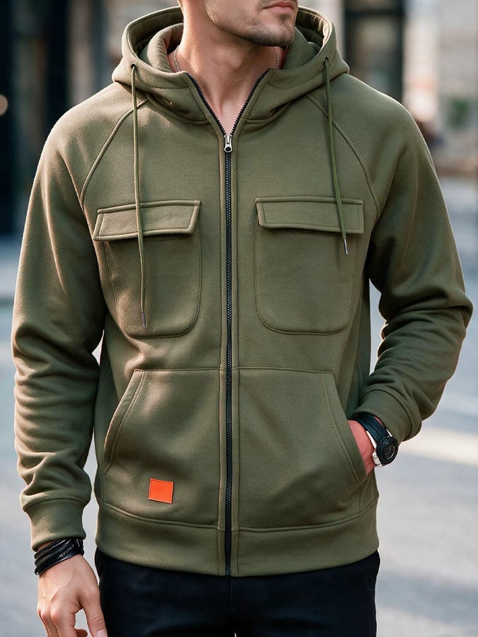 Men's Vintage Outdoor Multi-Pocket Hooded Jacket