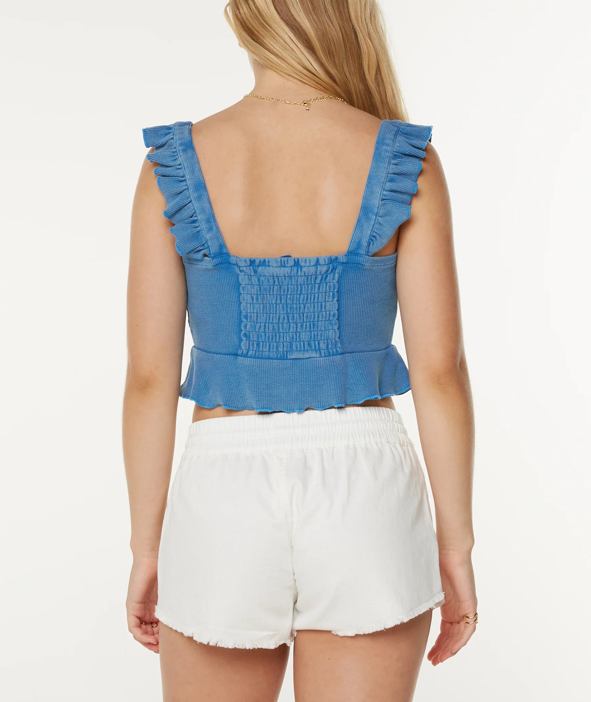Solid-Color Ruffled Casual Tank Top