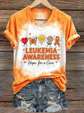 Women's Leukemia Awareness Hope for a Cure Graphic Casual T-Shirt
