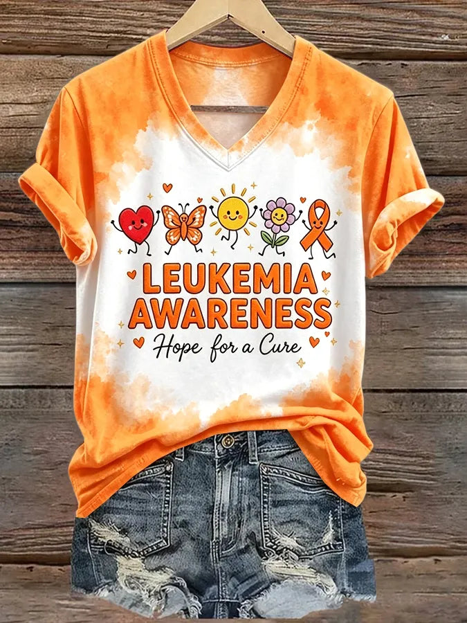 Women's Leukemia Awareness Hope for a Cure Graphic Casual T-Shirt