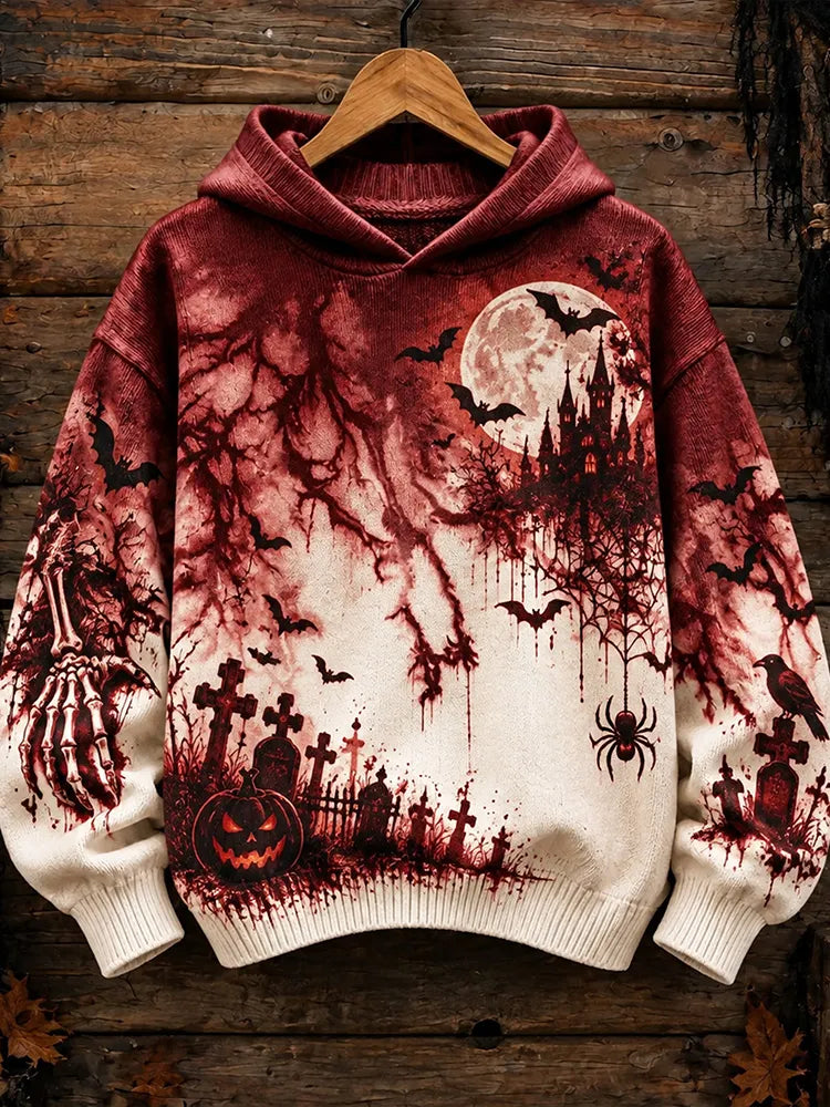 Retro Gothic "blood Drop" Novelty Halloween Hooded Sweater
