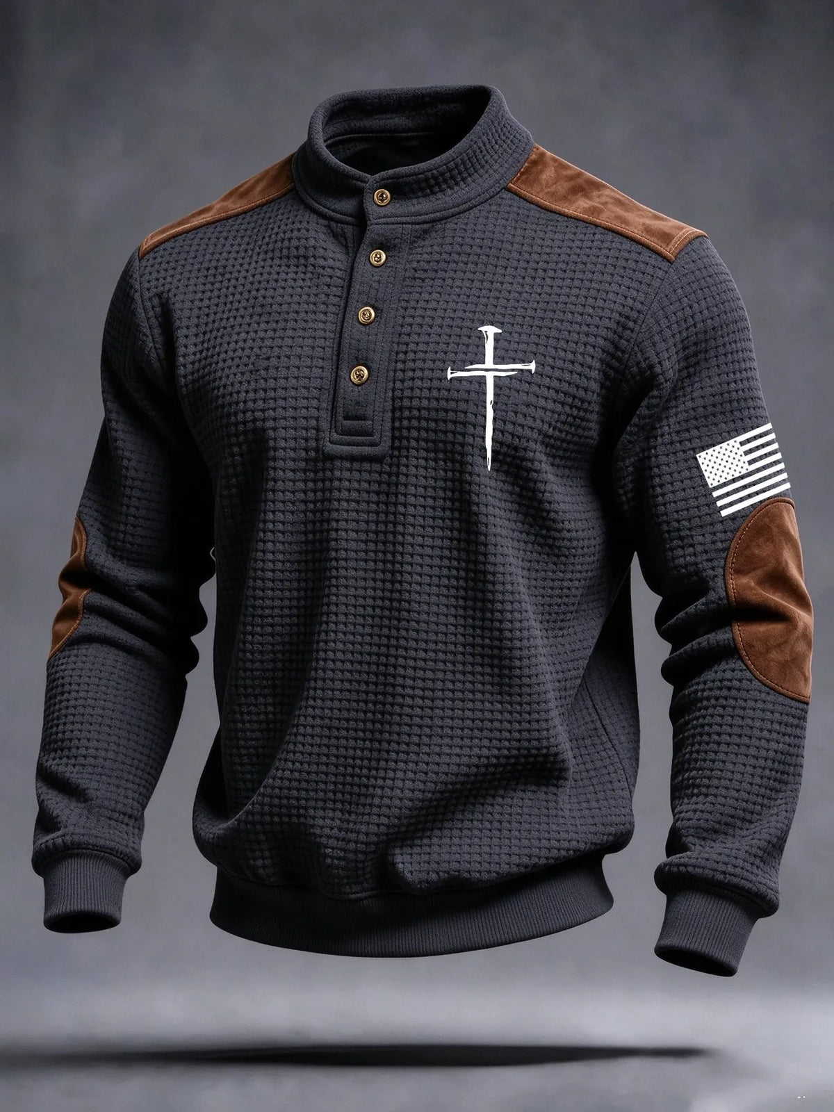 Men's Faith Cross Printed Waffle Sweatshirt