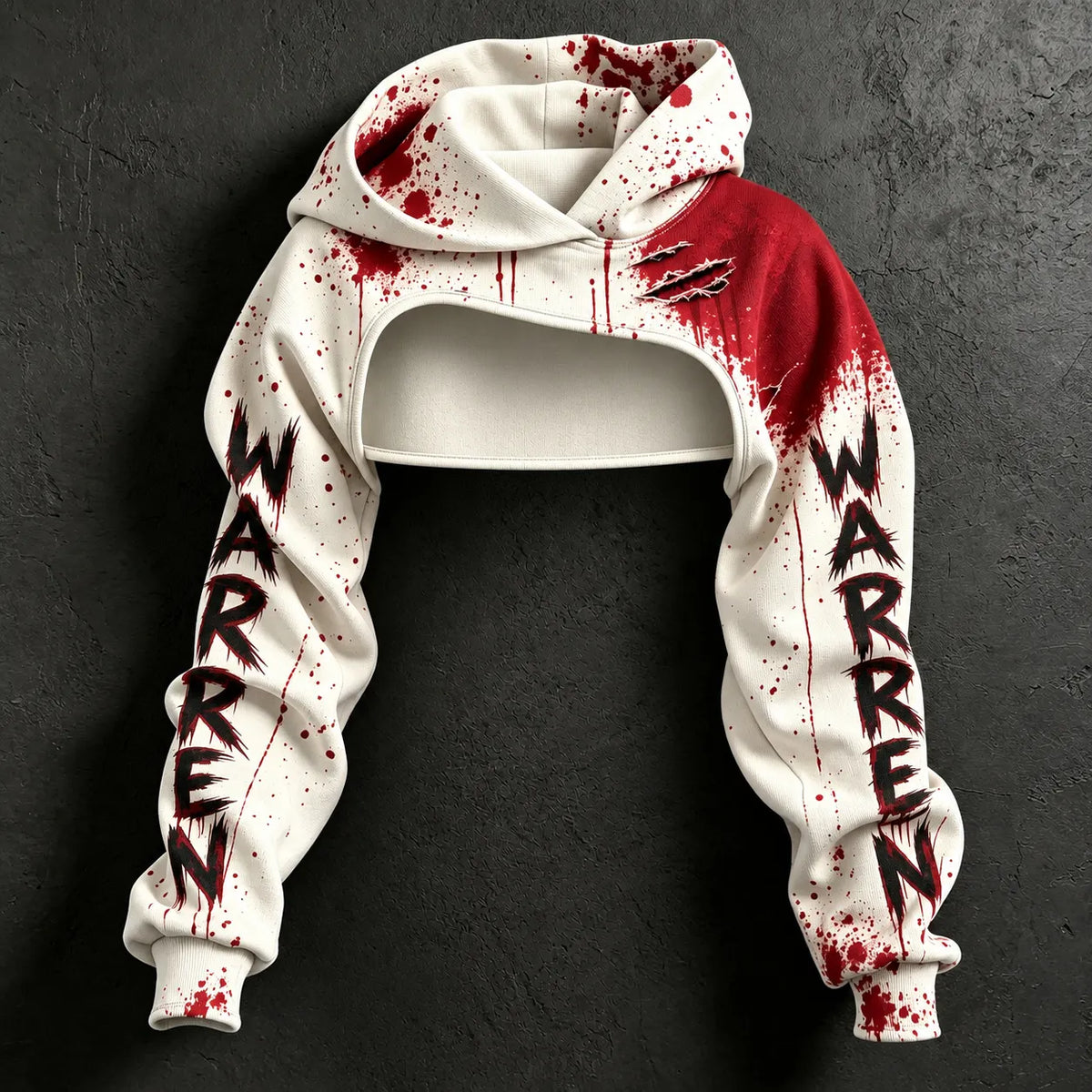Women's Bloodstained Ripped Muscle Letter Print Halloween Hoodie Two-piece Set