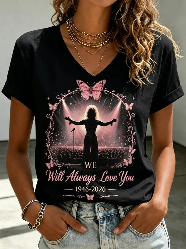Women'S Dolly Parton We Will Always Miss You... V-Neck T-Shirt
