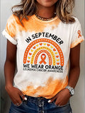 Women's Leukemia Awareness Print Casual T-Shirt