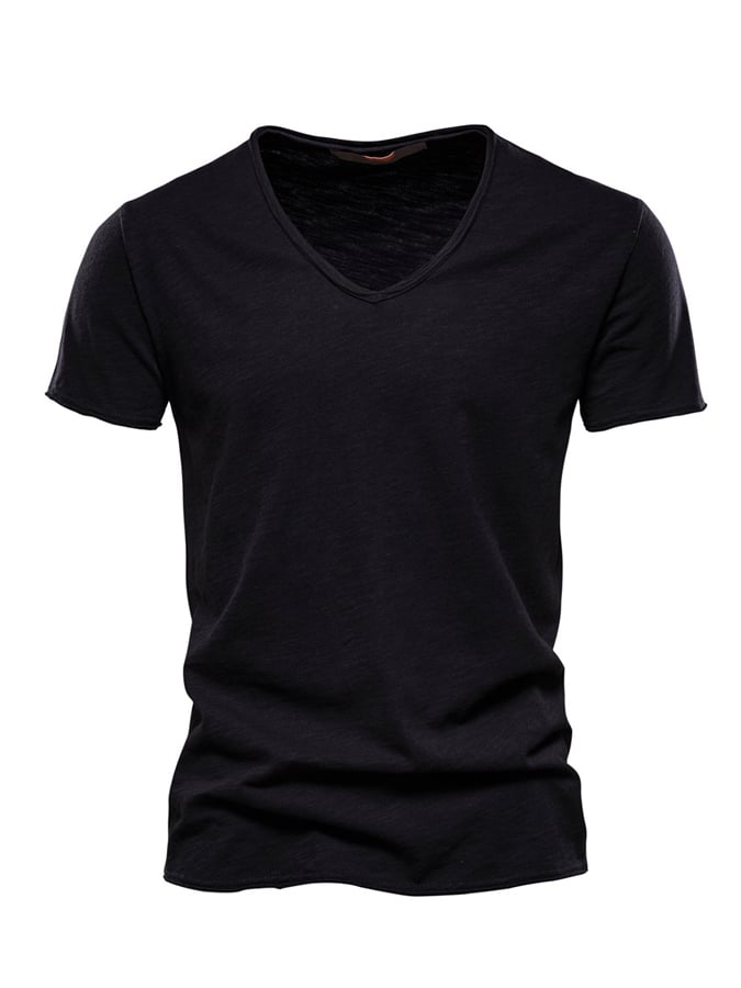 Men's Basic Casual Cotton V-Neck Short Sleeve T-Shirt