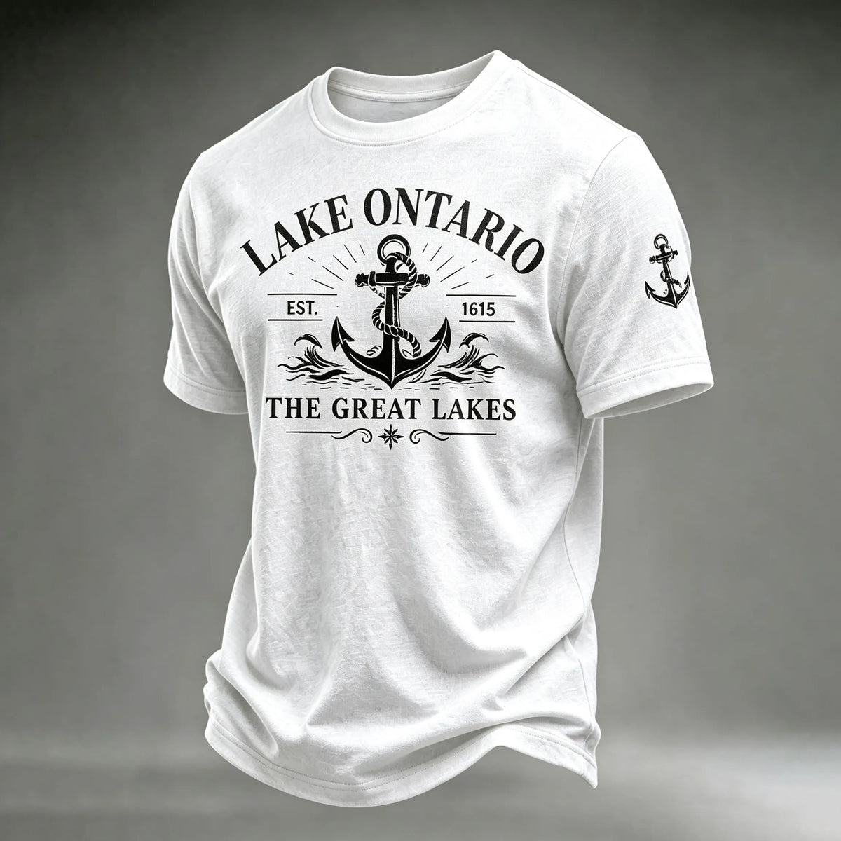 Retro Lake Ontario Est 1615 The Great Lakes Print Short-sleeve T-shirt