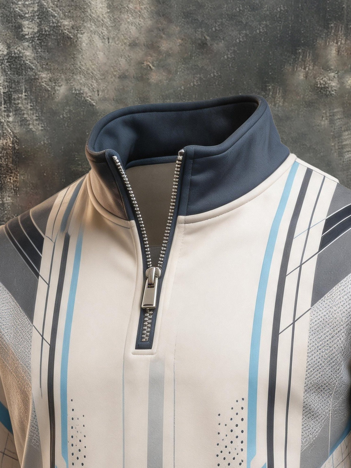 Men's Retro Color-Block Half-Zip Sweatshirt with Pockets