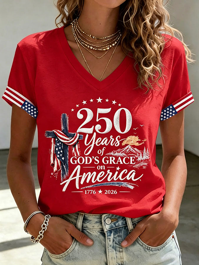 Women'S America Flag Print Casual T-Shirt