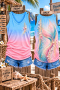 🐚 Floral Mermaid Tail Gradient Tank Top 🌸