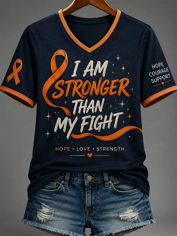 Women'S Casual Leukemia Awareness Print Short-Sleeve T-Shirt