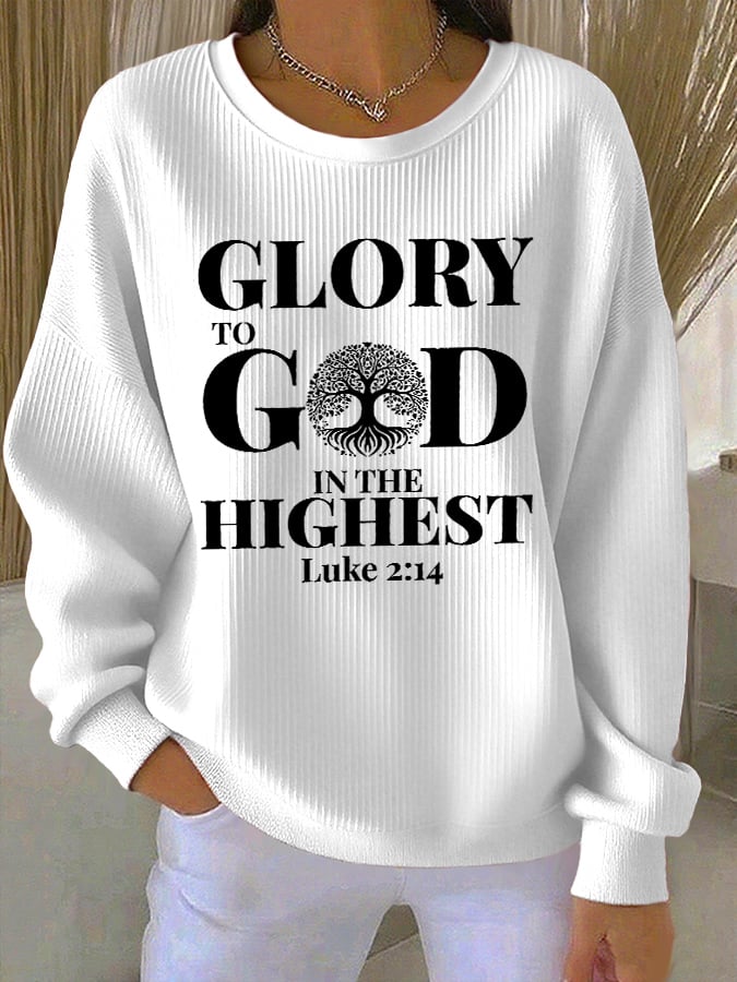 Women's Casual Autumn/Winter GLORY TO GOD IN THE HIGHEST Sweatshirt