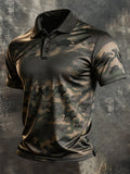 Men's Retro Color-Block Short-Sleeve Polo Shirt