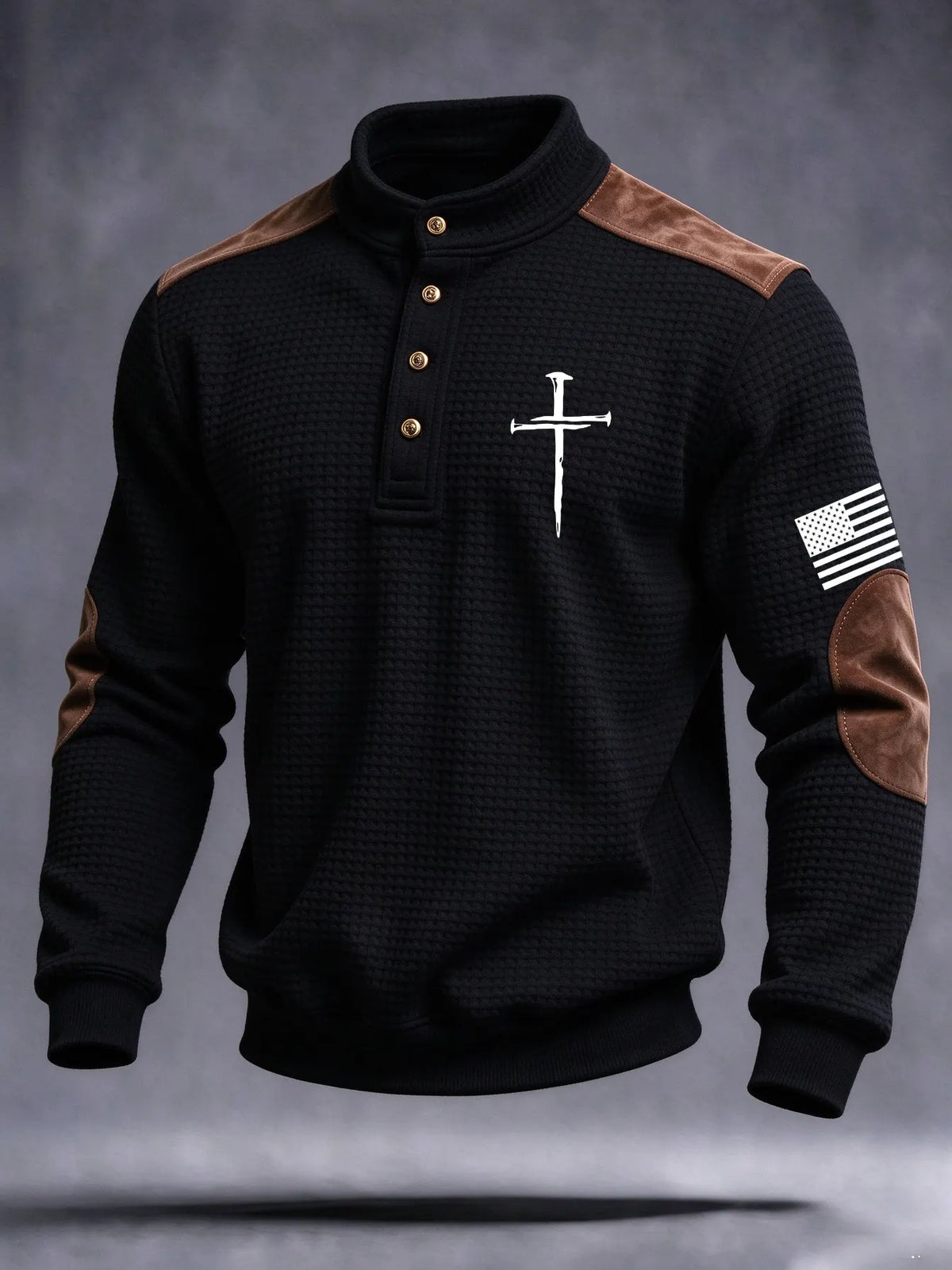 Men's Faith Cross Printed Waffle Sweatshirt