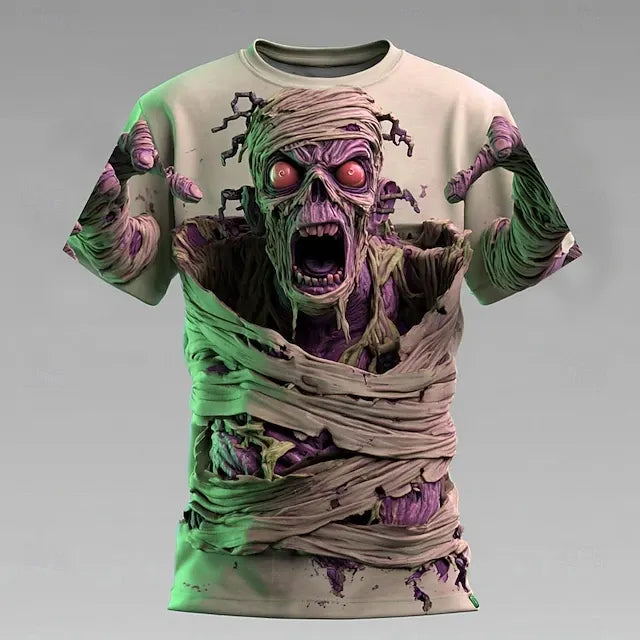 Men's Halloween Optical Illusion Zombies 3d Short Sleeve T-shirt