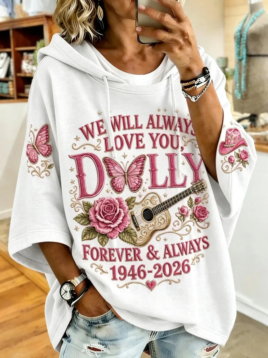Women'S Commemorative Print Casual Hooded Sweatshirt