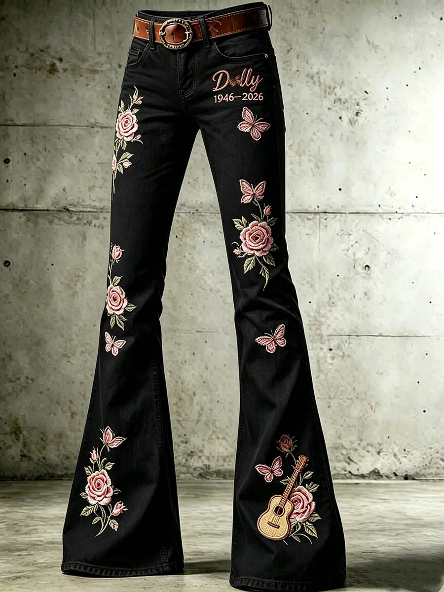 Women'S Commemorative Pattern Waffle Casual Jeans