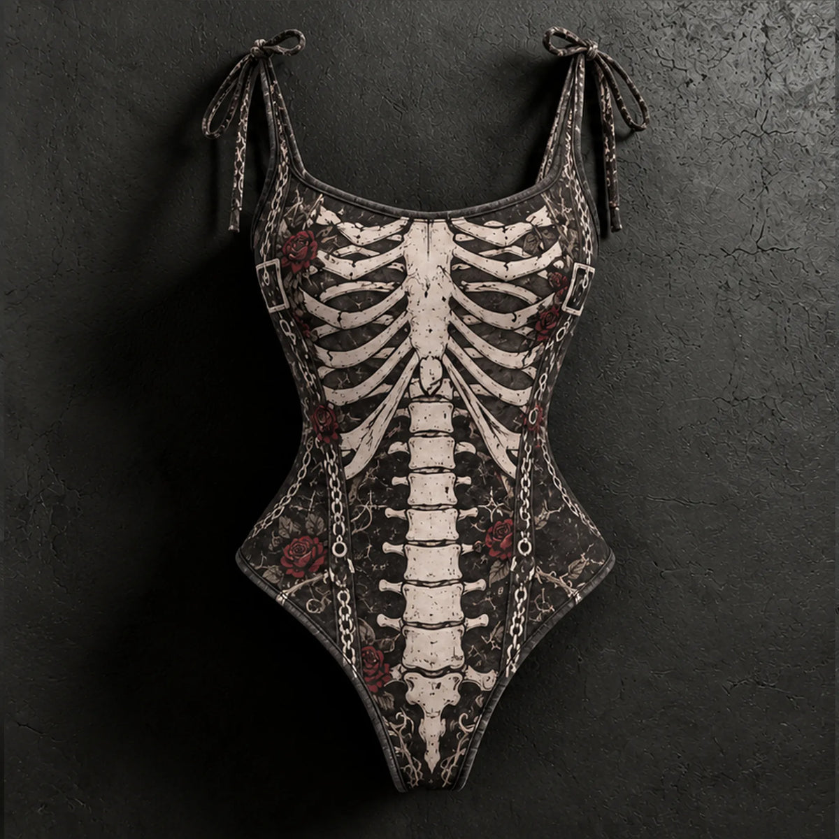 Women's Vintage Halloween Skeleton And Rose Art Print Hoodie Two Piece Set